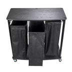 3-Bag Laundry Center, Smooth Laminate Shelving, Sturdy Steel Frame, Hanging Bar, Wheeling and Stationary Feet Options