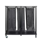 3-Bag Laundry Center, Smooth Laminate Shelving, Sturdy Steel Frame, Hanging Bar, Wheeling and Stationary Feet Options