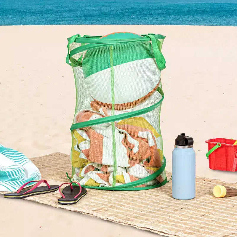 Pop-Up Mesh Laundry Hamper, Springform Steel Frame, Mesh Lining for Air Circulation, Large Capacity, Easy Set-Up, Compact Storage