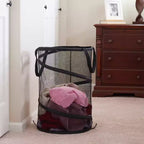 Pop-Up Mesh Laundry Hamper, Springform Steel Frame, Mesh Lining for Air Circulation, Large Capacity, Easy Set-Up, Compact Storage