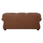 Boro 85 Inch Sofa, Rich Brown Top Grain and Faux Leather, Solid Wood