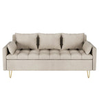 GIMMYFIVE 3-Seater Leather Sofa with Cushion, Couch for Living Room