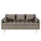 GIMMYFIVE 3-Seater Leather Sofa with Cushion, Couch for Living Room