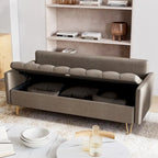 GIMMYFIVE 3-Seater Leather Sofa with Cushion, Couch for Living Room