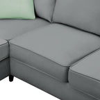 112-inch L-shaped 7-seat Modular Sectional Sofa with Ottoman and Three Pillows - 112W x 87D x 33H