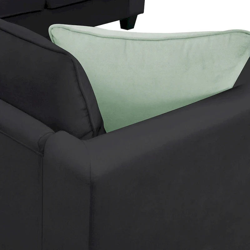 112-inch L-shaped 7-seat Modular Sectional Sofa with Ottoman and Three Pillows - 112W x 87D x 33H