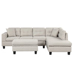 104.5-inch Modern L-shaped Sectional Sofa with Storage Ottoman and Reversible Chaise - 104.5W x 74.5D x 33.5H