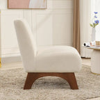 Corduroy Aremless Accent Chair with Solid Wood Legs & Padded Seat