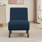 Corduroy Aremless Accent Chair with Solid Wood Legs & Padded Seat