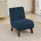 Corduroy Aremless Accent Chair with Solid Wood Legs & Padded Seat