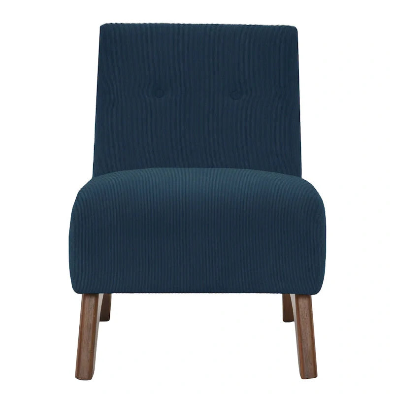 Corduroy Aremless Accent Chair with Solid Wood Legs & Padded Seat