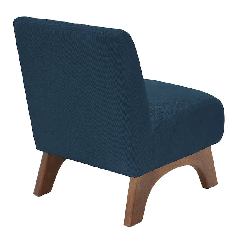 Corduroy Aremless Accent Chair with Solid Wood Legs & Padded Seat