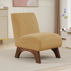 Corduroy Aremless Accent Chair with Solid Wood Legs & Padded Seat