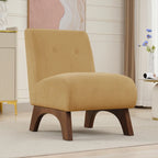 Corduroy Aremless Accent Chair with Solid Wood Legs & Padded Seat