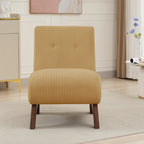 Corduroy Aremless Accent Chair with Solid Wood Legs & Padded Seat