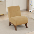 Corduroy Aremless Accent Chair with Solid Wood Legs & Padded Seat