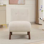 Corduroy Aremless Accent Chair with Solid Wood Legs & Padded Seat