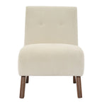 Corduroy Aremless Accent Chair with Solid Wood Legs & Padded Seat