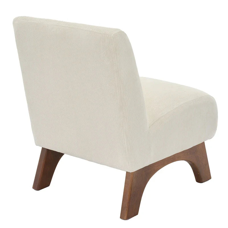 Corduroy Aremless Accent Chair with Solid Wood Legs & Padded Seat