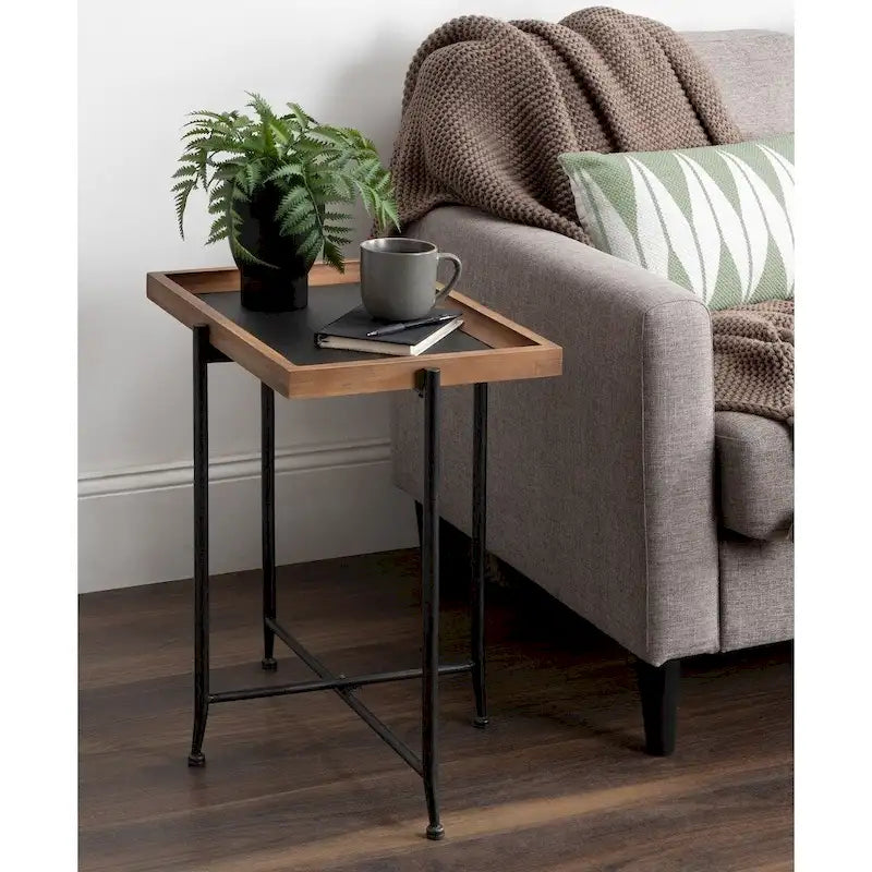 Kate and Laurel Macabe Wood and Iron Accent Table - 19.75x13.5x23.25