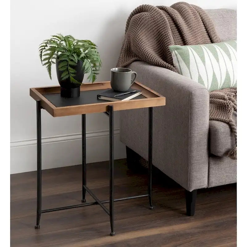 Kate and Laurel Macabe Wood and Iron Accent Table - 19.75x13.5x23.25