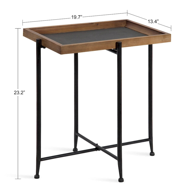 Kate and Laurel Macabe Wood and Iron Accent Table - 19.75x13.5x23.25