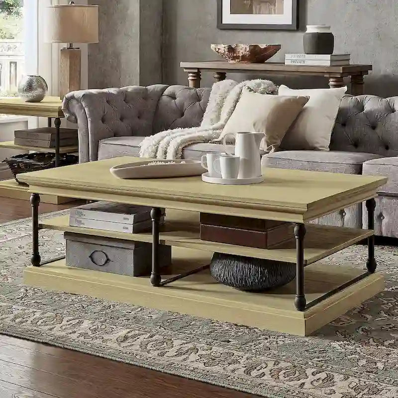 Barnstone Cornice Rectangle Storage Shelf Coffee Table by iNSPIRE Q Artisan