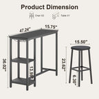Bar Table Set with 2 Stools for Breakfast Nook, Dining Room, Living Room, Kitchen, Dining Hall