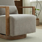 30.3W Swivel Modern Upholstered Accent Chair with Solid Wood Armrests