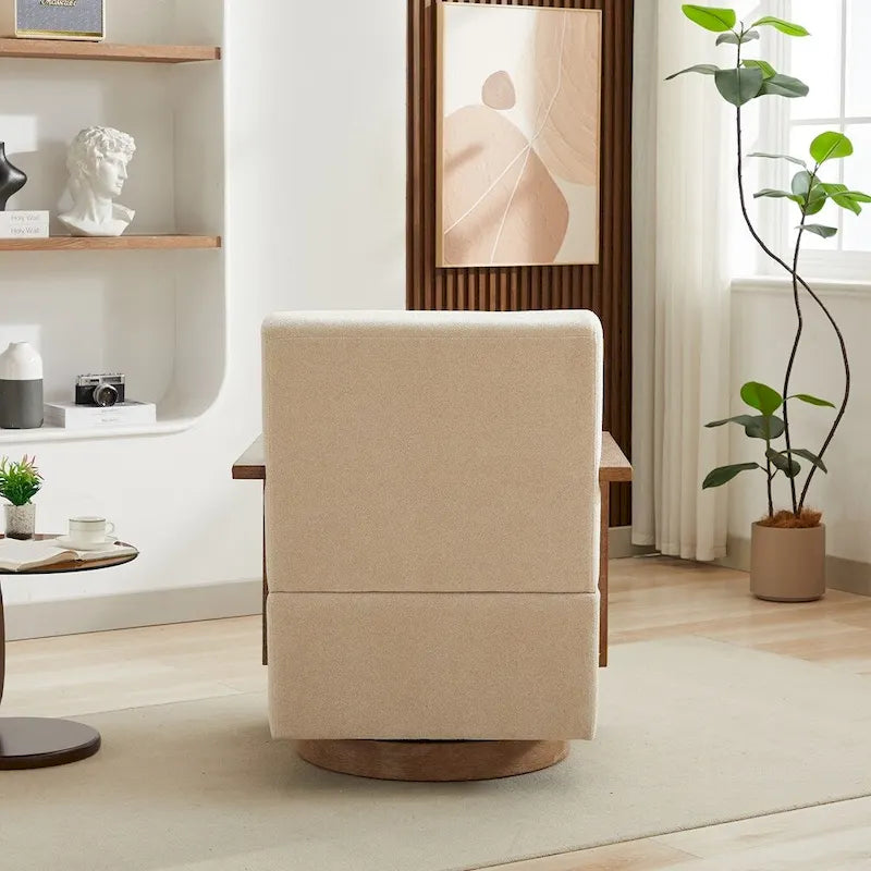 30.3W Swivel Modern Upholstered Accent Chair with Solid Wood Armrests