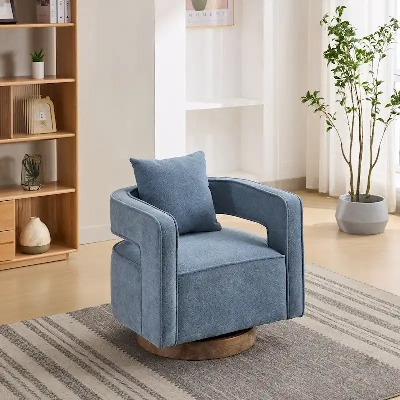 29.1W Swivel Accent Open Back Chair With Weathered Base
