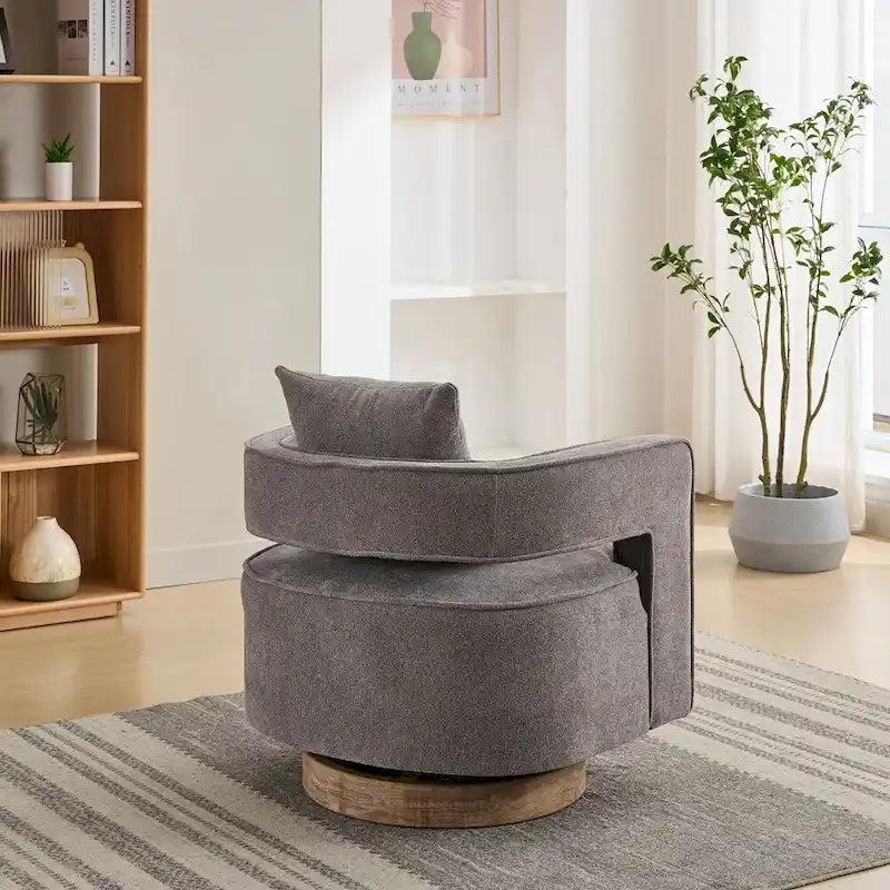 29.1W Swivel Accent Open Back Chair With Weathered Base