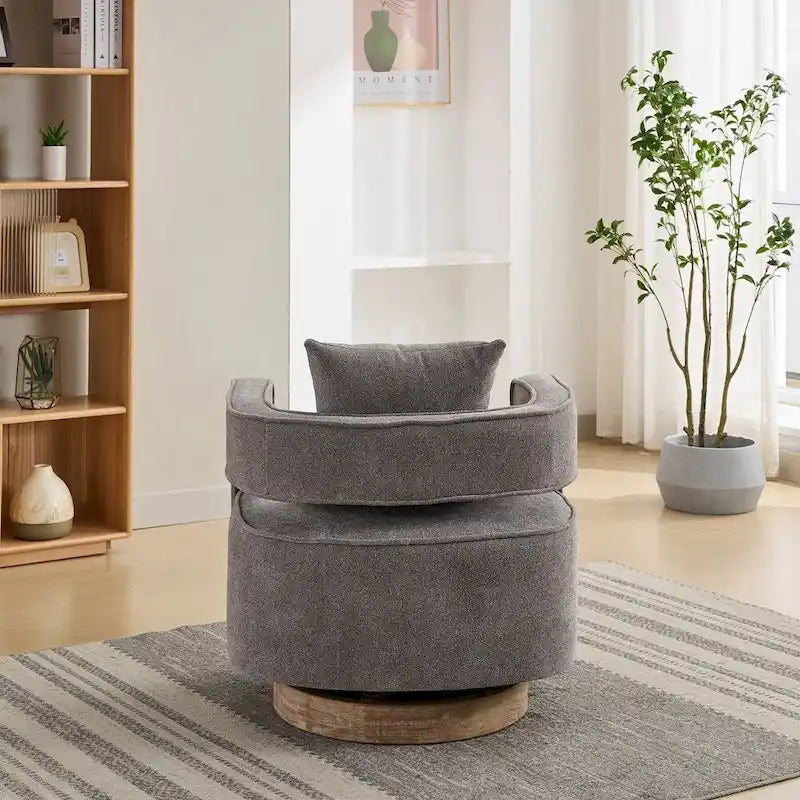 29.1W Swivel Accent Open Back Chair With Weathered Base