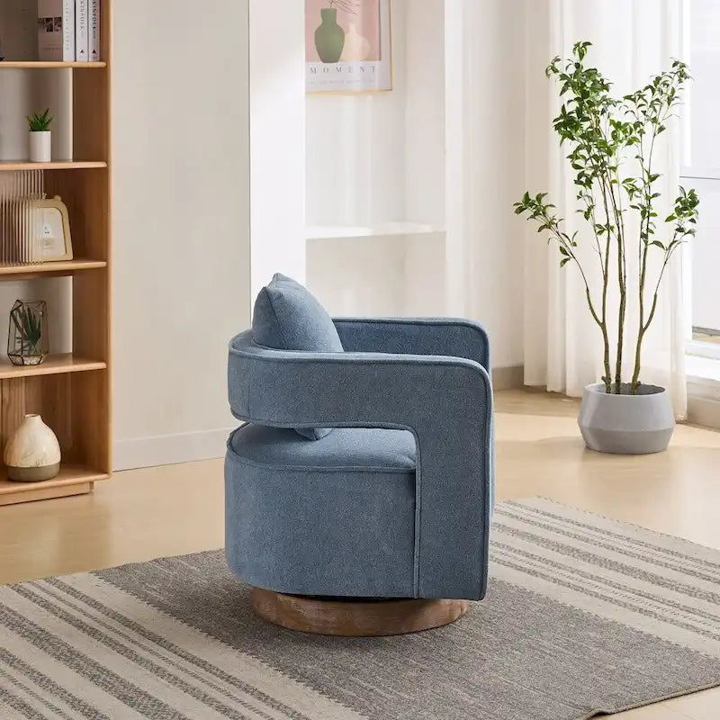 29.1W Swivel Accent Open Back Chair With Weathered Base