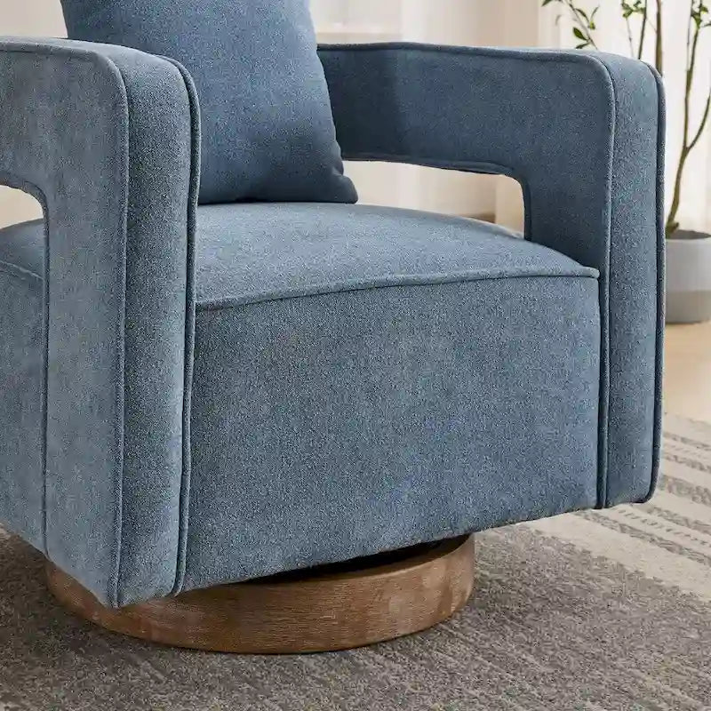 29.1W Swivel Accent Open Back Chair With Weathered Base