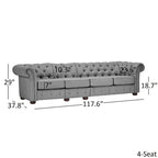Knightsbridge Light-grey Extra Long Chesterfield Sofa by iNSPIRE Q Artisan