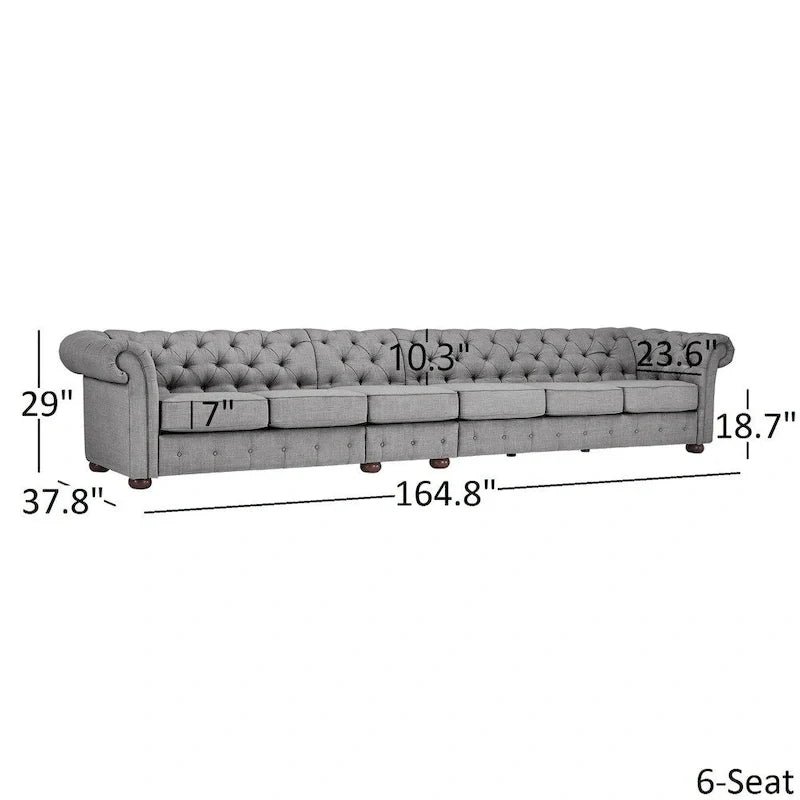 Knightsbridge Light-grey Extra Long Chesterfield Sofa by iNSPIRE Q Artisan