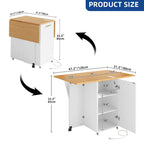 Moasis Foldable Kitchen Island With Trash Can Storage Cabinet & Power Outlet