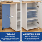 Moasis Foldable Kitchen Island With Trash Can Storage Cabinet & Power Outlet