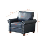 Leather Single Sofa Chair with Wood Leg and Nails Decoration
