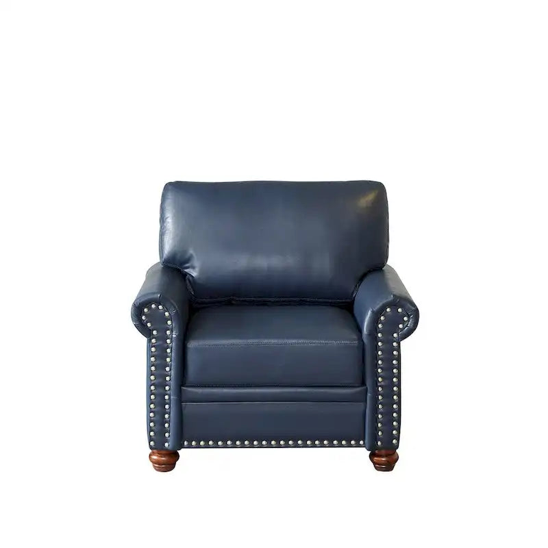 Leather Single Sofa Chair with Wood Leg and Nails Decoration