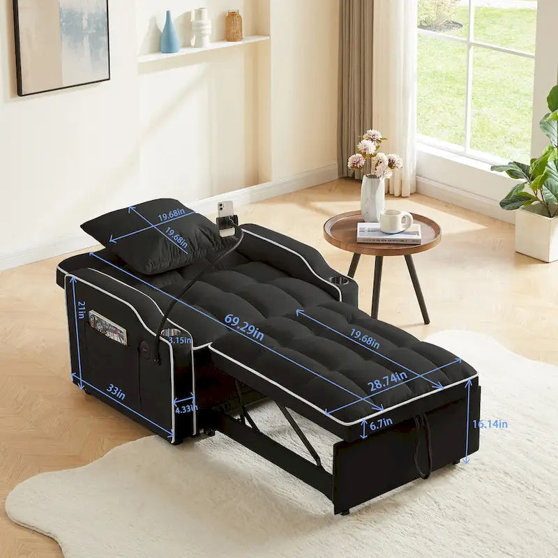 Convertible Sleeper Chair Sofa Bed Adjustable