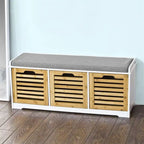 Storage Bench with 3 Drawers - 13.78D x 41.34W x 16.93H