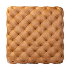 Poly & Bark Turin Ottoman in Cognac Tan with Wood Legs - Full Grain Genuine Italian Leather