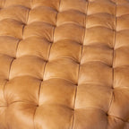Poly & Bark Turin Ottoman in Cognac Tan with Wood Legs - Full Grain Genuine Italian Leather