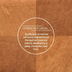 Poly & Bark Turin Ottoman in Cognac Tan with Wood Legs - Full Grain Genuine Italian Leather