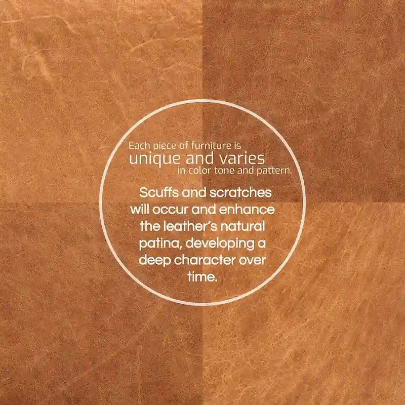 Poly & Bark Turin Ottoman in Cognac Tan with Wood Legs - Full Grain Genuine Italian Leather