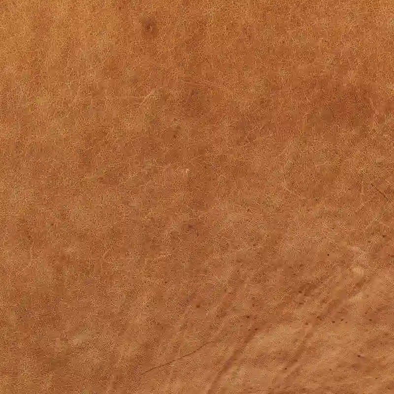 Poly & Bark Turin Ottoman in Cognac Tan with Wood Legs - Full Grain Genuine Italian Leather
