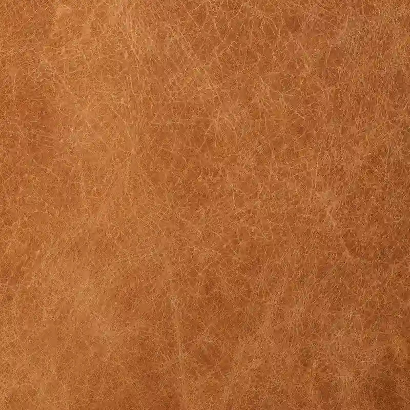 Poly & Bark Turin Ottoman in Cognac Tan with Wood Legs - Full Grain Genuine Italian Leather