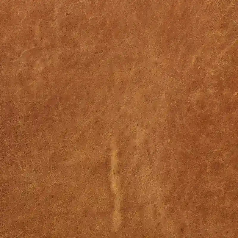Poly & Bark Turin Ottoman in Cognac Tan with Wood Legs - Full Grain Genuine Italian Leather